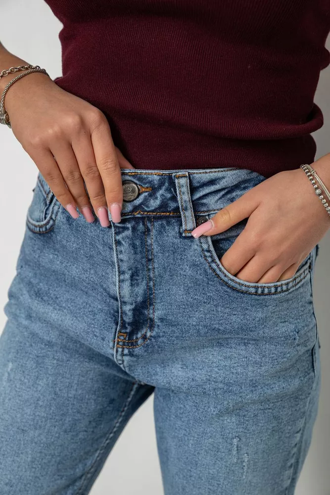 Купить Джинсы женские однотонные MOM, цвет голубой, 244R00136 - Фото №5