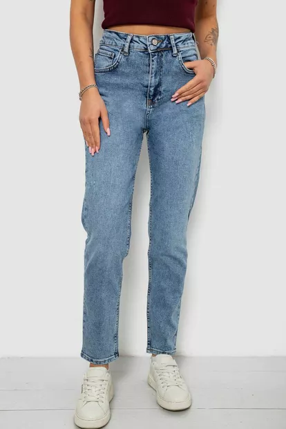 Джинсы женские однотонные MOM, цвет голубой, 244R00136