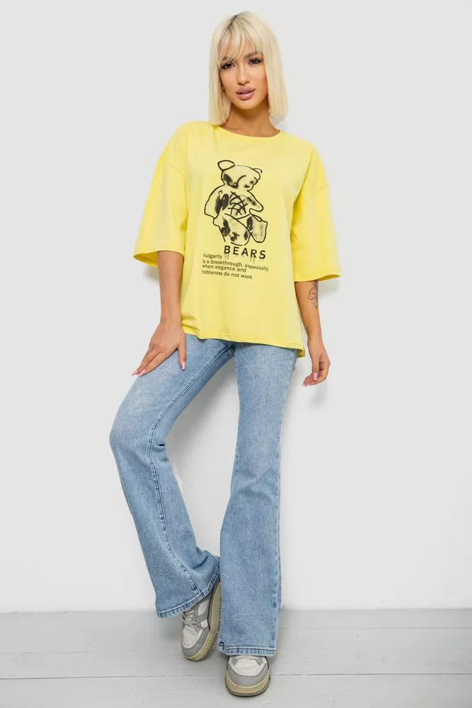 Купить Футболка женская с принтом, цвет желтый, 244R2029-5 - Фото №2