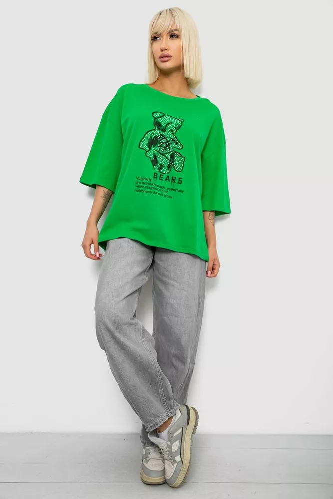 Купить Футболка женская с принтом, цвет зеленый, 244R2029-5 - Фото №2