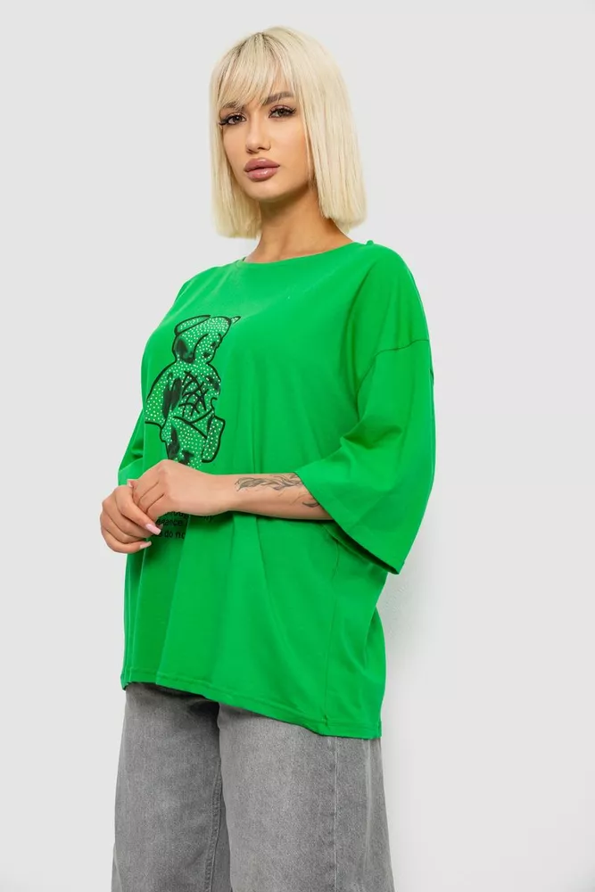 Купить Футболка женская с принтом, цвет зеленый, 244R2029-5 - Фото №3