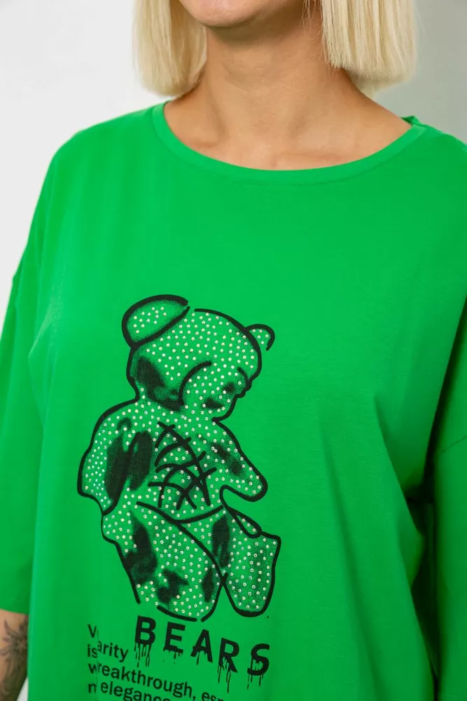 Купить Футболка женская с принтом, цвет зеленый, 244R2029-5 - Фото №5