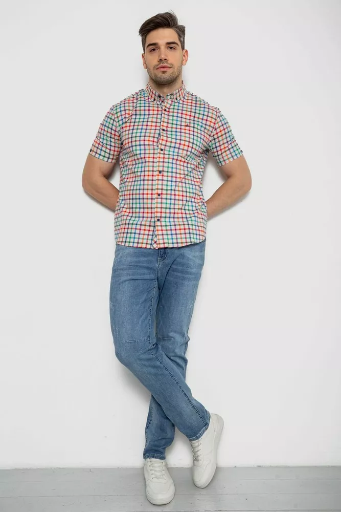 Купить Рубашка мужская в клетку  -уценка, цвет молочный, 214R842-U-3 - Фото №2