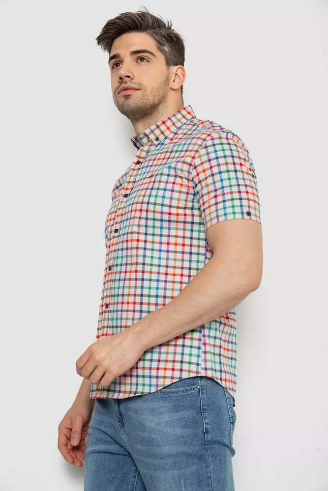 Купить Рубашка мужская в клетку  -уценка, цвет молочный, 214R842-U-3 - Фото №3