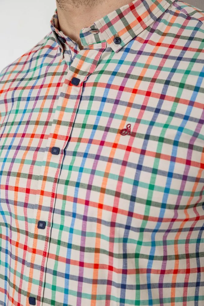 Купить Рубашка мужская в клетку  -уценка, цвет молочный, 214R842-U-3 - Фото №5