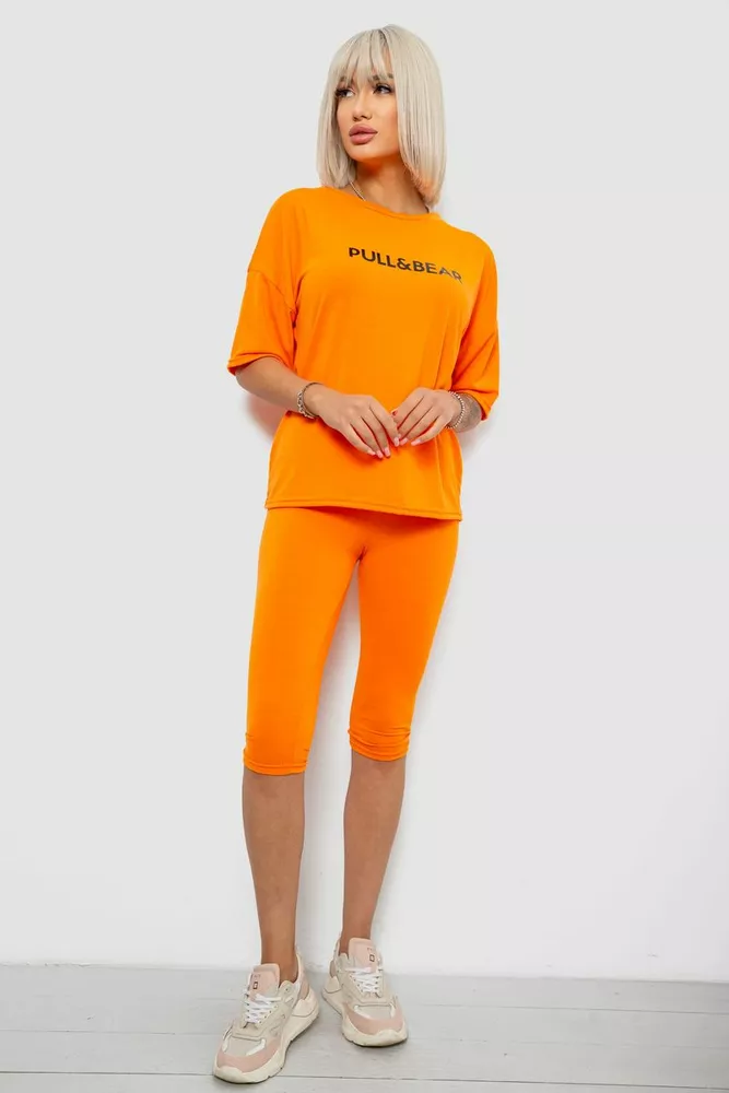 Купить Костюм домашний женский с принтом, цвет оранжевый, 257R738 - Фото №1