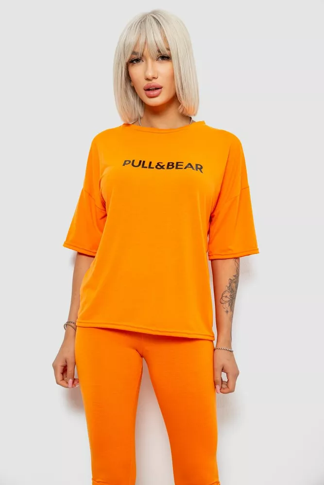 Купить Костюм домашний женский с принтом, цвет оранжевый, 257R738 - Фото №2