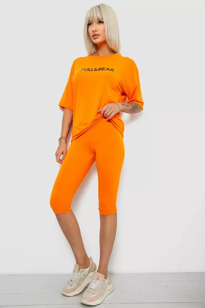 Купить Костюм домашний женский с принтом, цвет оранжевый, 257R738 - Фото №3