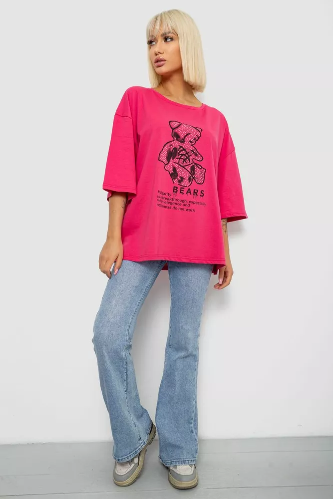 Купити Футболка жіноча з принтом, колір рожевий, 244R2029-5 - Фото №2