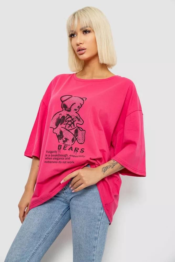 Купити Футболка жіноча з принтом, колір рожевий, 244R2029-5 - Фото №3