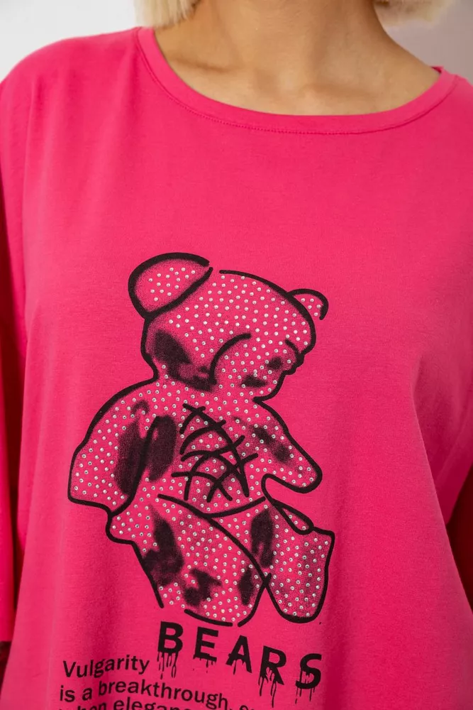 Купити Футболка жіноча з принтом, колір рожевий, 244R2029-5 - Фото №5