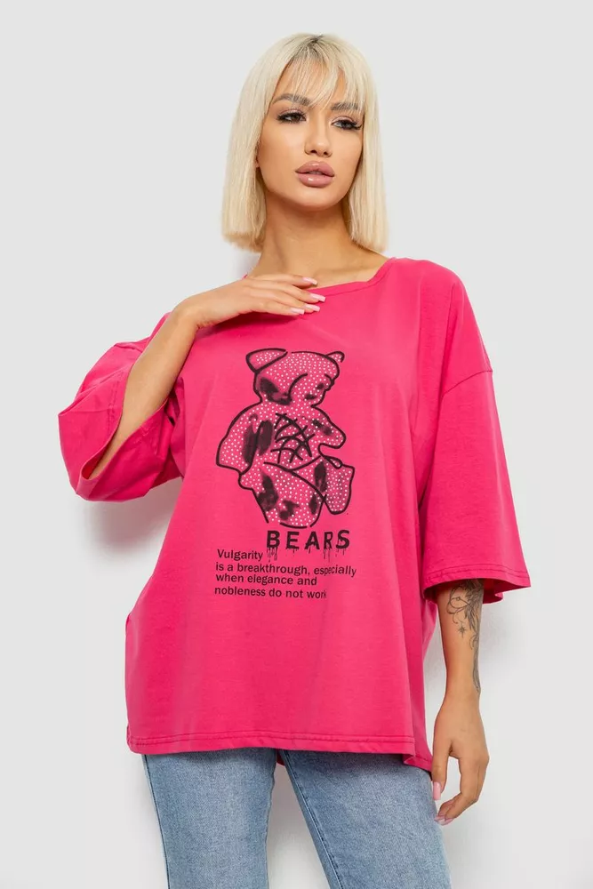 Купити Футболка жіноча з принтом, колір рожевий, 244R2029-5 - Фото №1