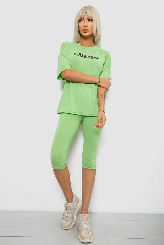 Купить Костюм домашний женский с принтом, цвет салатовый, 257R738 - Фото №1