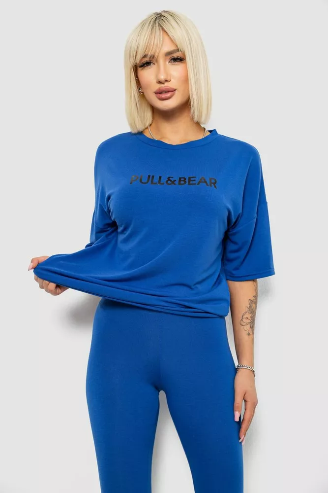 Купить Костюм домашний женский с принтом, цвет синий, 257R738 оптом - Фото №2