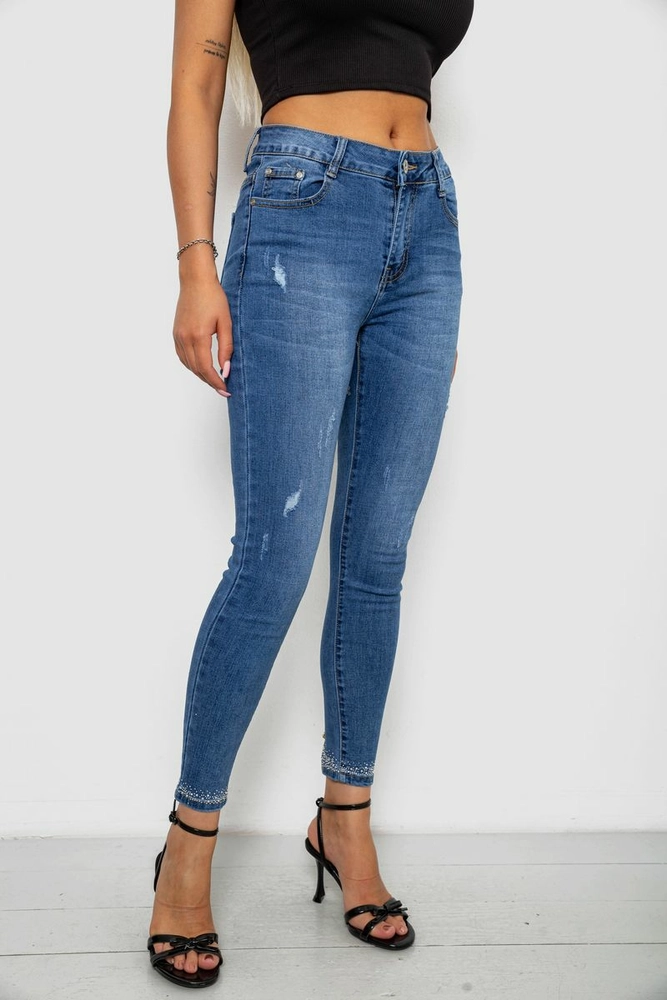 Купить Джинсы женские однотонные Skinny, цвет синий, 244RS5711 - Фото №3