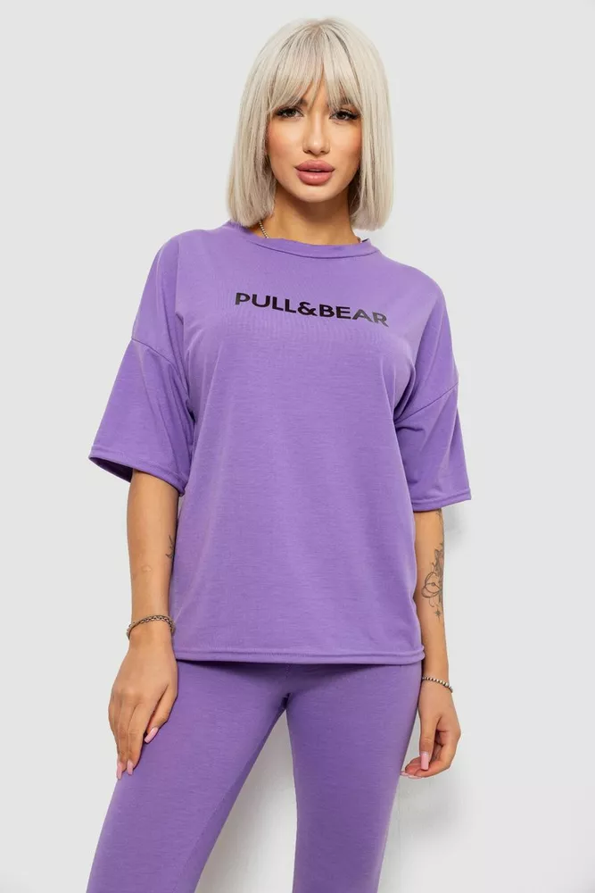 Купить Костюм домашний женский с принтом, цвет сиреневый, 257R738 - Фото №2