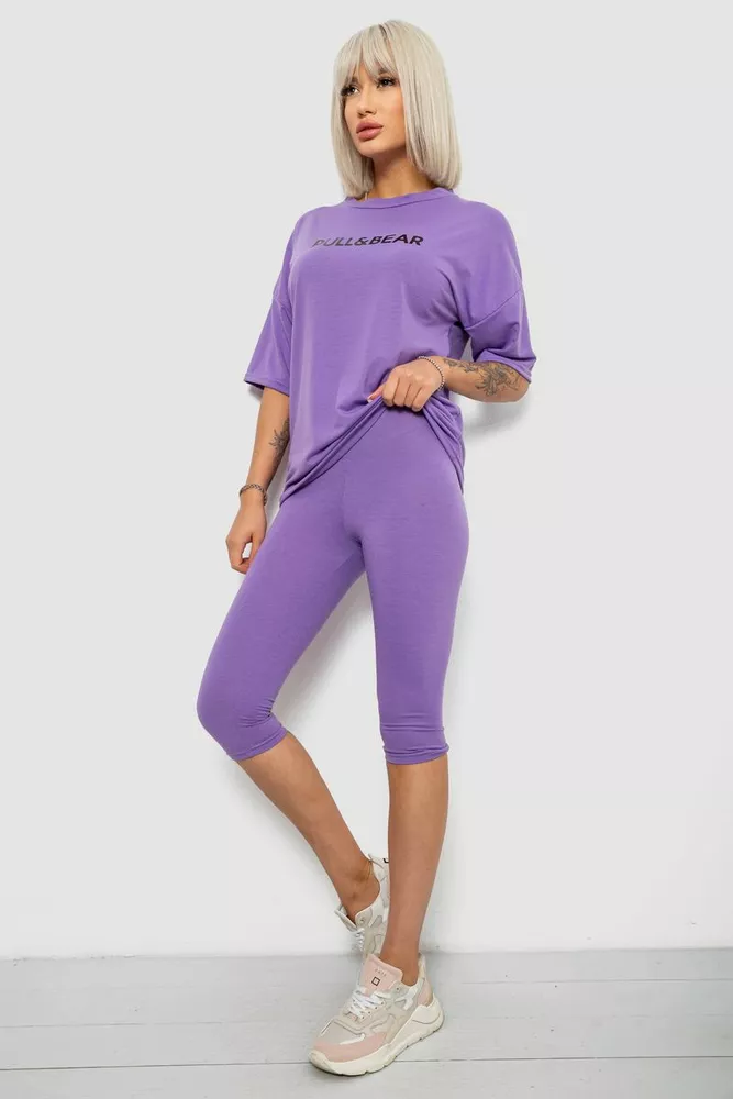 Купить Костюм домашний женский с принтом, цвет сиреневый, 257R738 - Фото №3