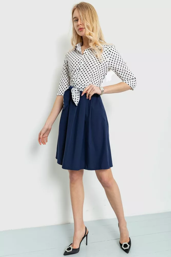 Купити Сукня софт у горошок, колір синьо-молочний, 230R79-2 оптом - Фото №3