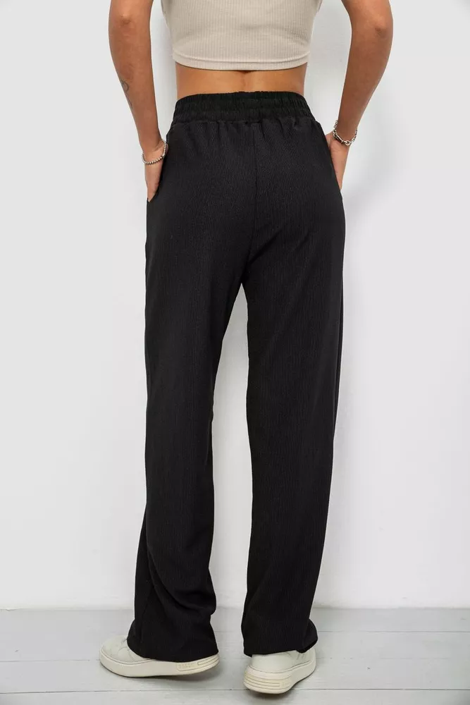 Купить Штаны женские однотонные повседневные, цвет черный, 214R326 - Фото №4
