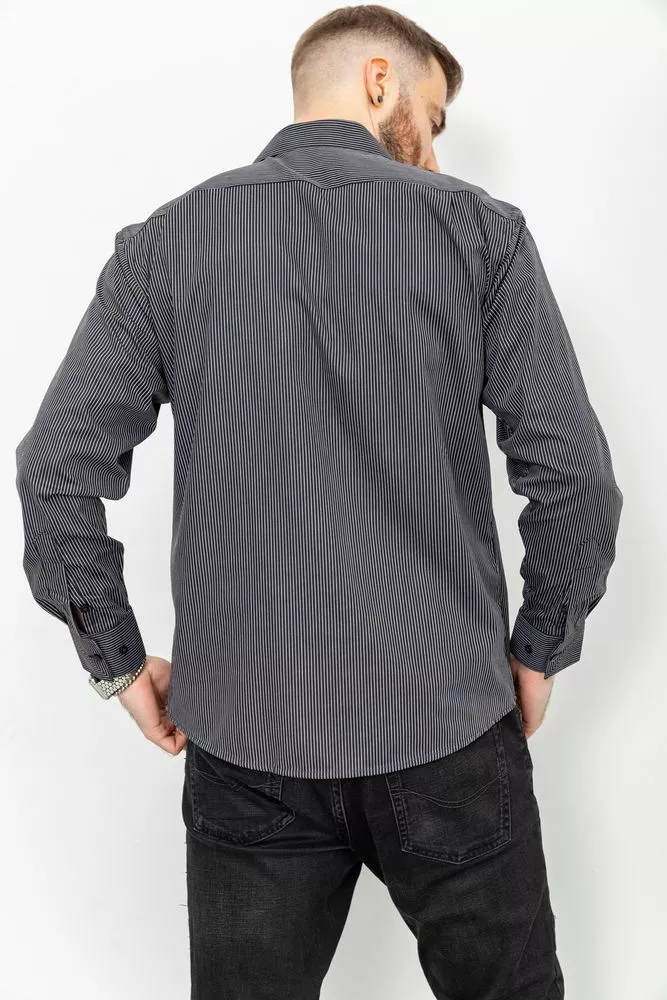 Купити Сорочка чоловіча в смужку, колір чорний, 131R148958 - Фото №4