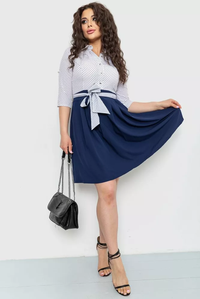 Купити Сукня софт у горошок, колір синьо-білий, 230R79-2 оптом - Фото №2