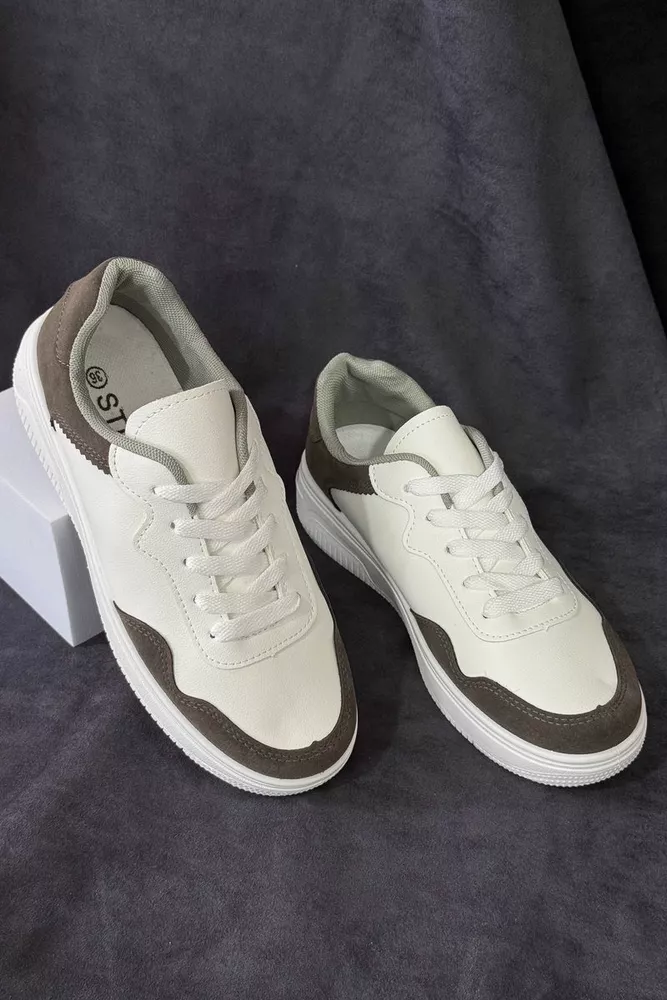 Купить Кеды женские, цвет бело-серый, 248RR83 - Фото №1