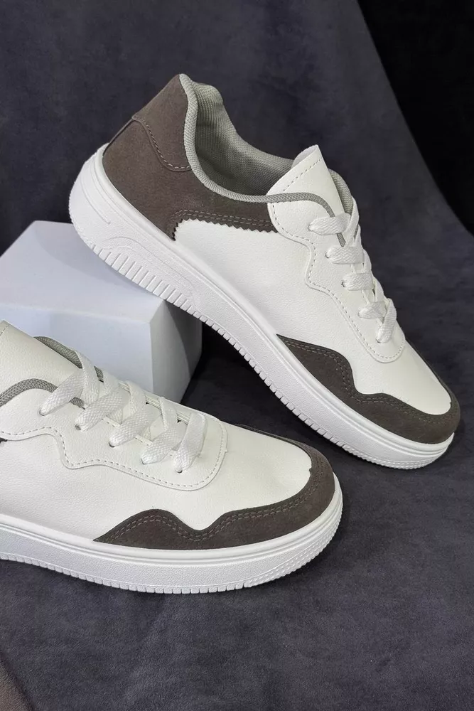 Купить Кеды женские, цвет бело-серый, 248RR83 - Фото №2