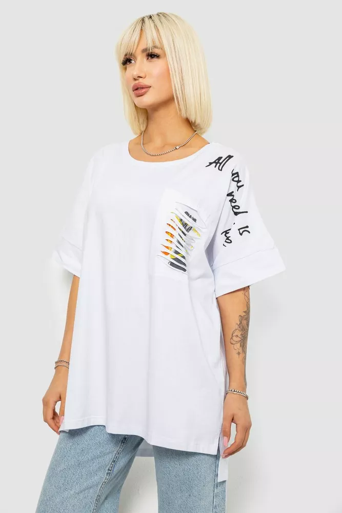 Купить Футболка женская с принтом, цвет белый, 244R2514 - Фото №3