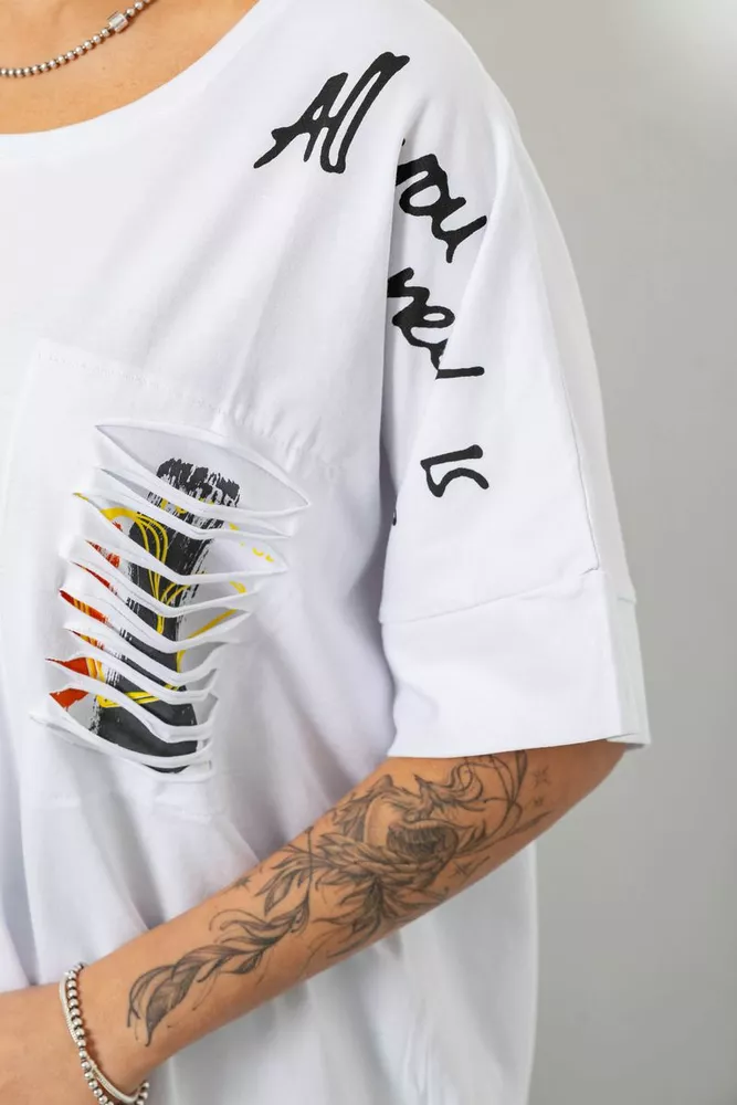 Купить Футболка женская с принтом, цвет белый, 244R2514 - Фото №5