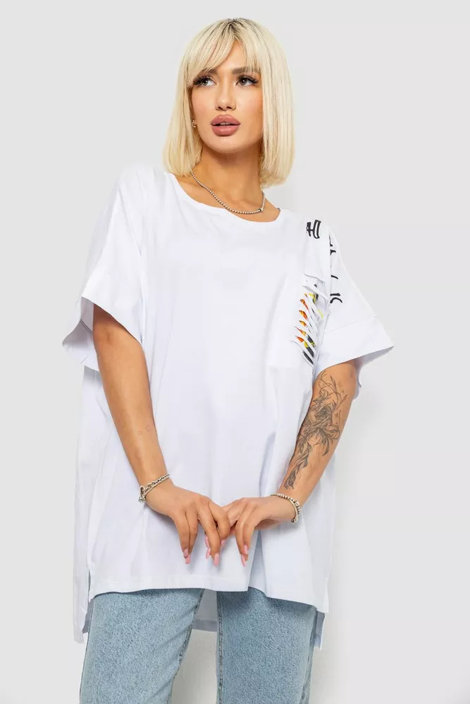 Купить Футболка женская с принтом, цвет белый, 244R2514 - Фото №1