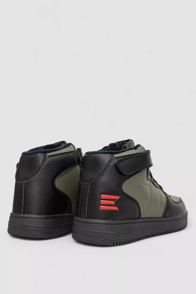 Купить Кроссовки мужские зимние на меху, цвет черно-зеленый, 248RH202 - Фото №4