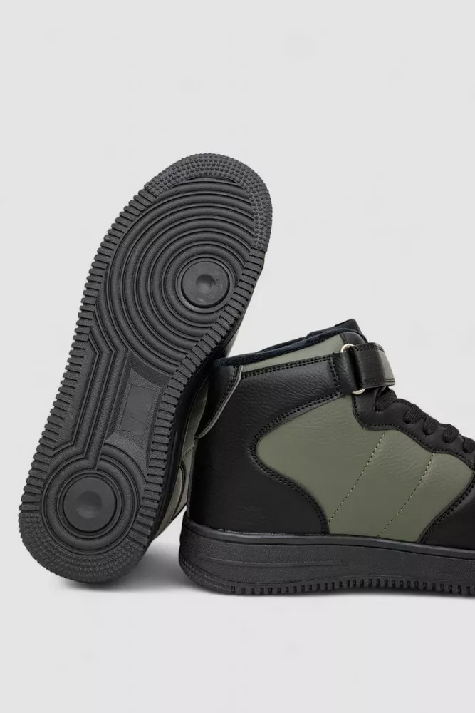 Купить Кроссовки мужские зимние на меху, цвет черно-зеленый, 248RH202 - Фото №5