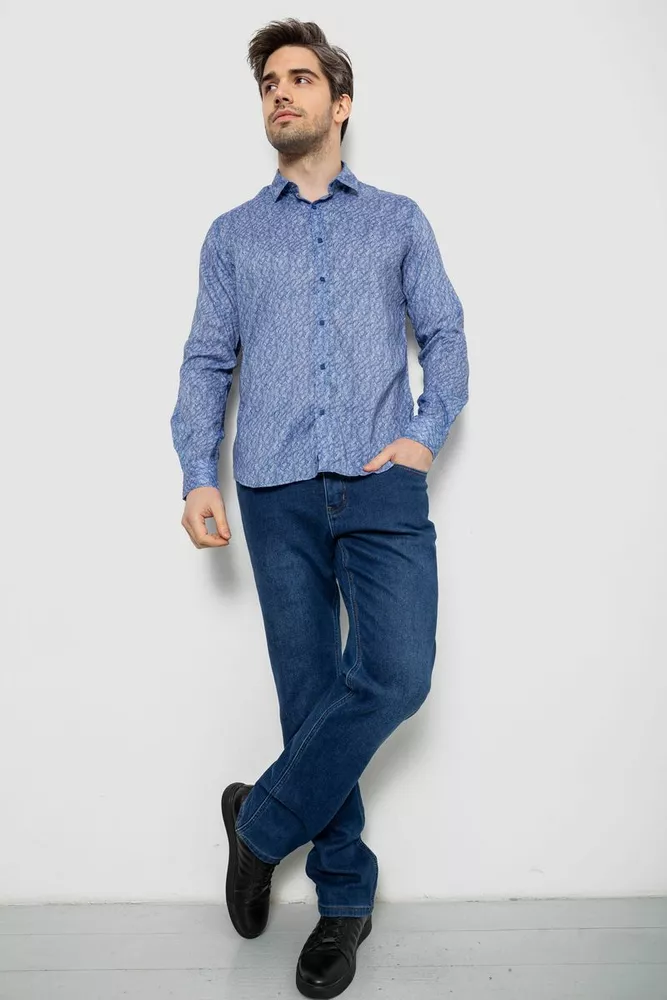 Купити Чоловіча сорочка з принтом, колір блакитний, 186R6917-7 - Фото №2