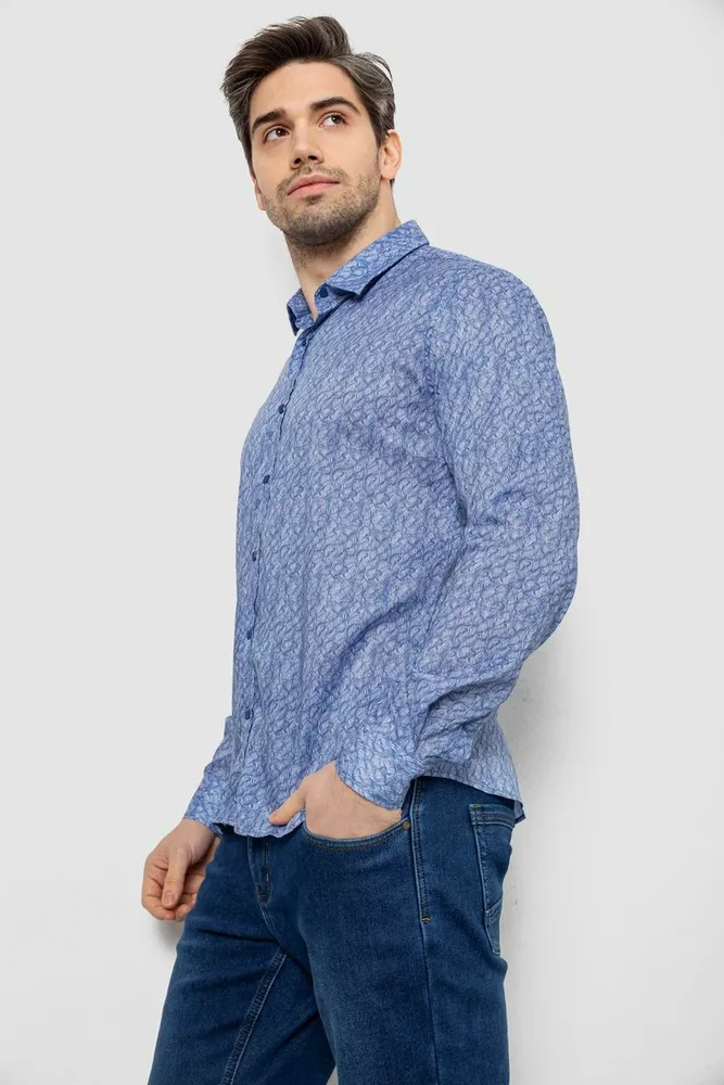 Купити Чоловіча сорочка з принтом, колір блакитний, 186R6917-7 - Фото №3