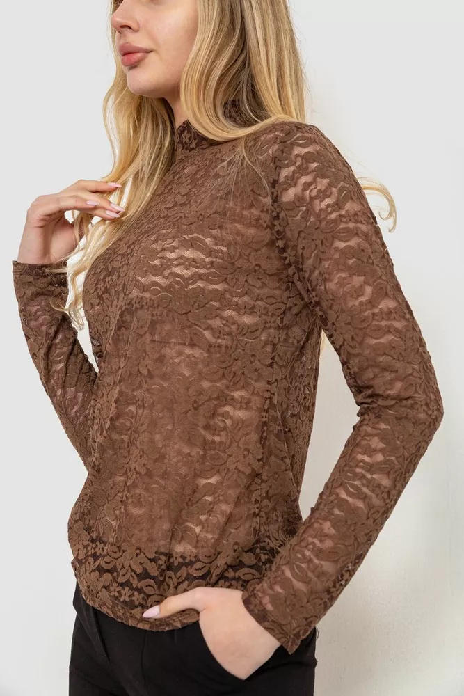Купити Гольф жіночий ошатний, колір коричневий, 186R306 - Фото №3