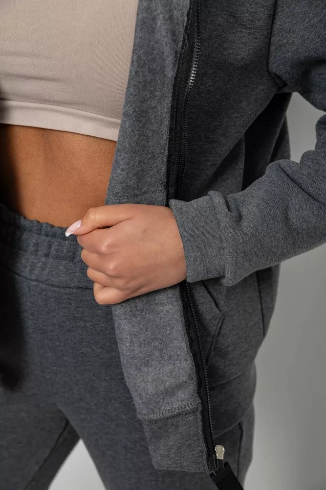 Купить Спортивный костюм женский на флисе, цвет грифельный, 257R86-1 - Фото №6