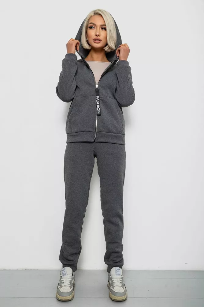 Купить Спортивный костюм женский на флисе, цвет грифельный, 257R86-1 - Фото №1