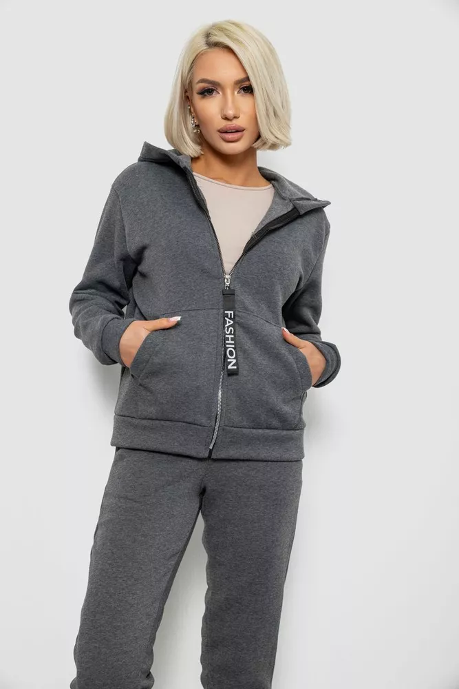 Купить Спортивный костюм женский на флисе, цвет грифельный, 257R86-1 - Фото №2