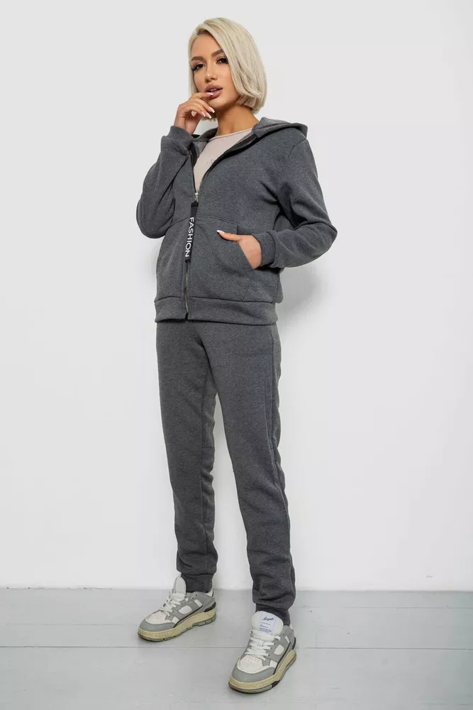 Купить Спортивный костюм женский на флисе, цвет грифельный, 257R86-1 - Фото №3