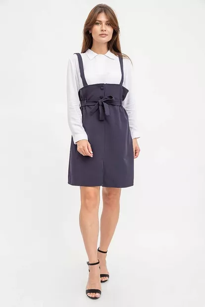 Сарафан свободного кроя, темно-синего цвета, 119R313