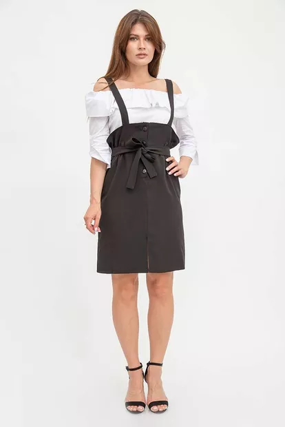 Сарафан вільного крою, чорного кольору, 119R313