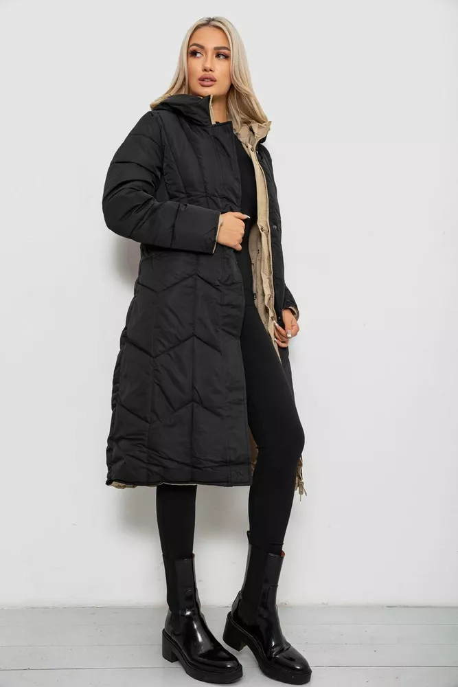Купить Куртка женская двусторонняя зимняя  -уценка, цвет черный, 244R24115-U-9 - Фото №2