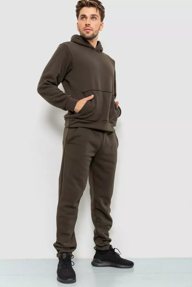 Купити Спорт костюм чоловічий на флісі, колір хакі, 190R235 - Фото №3