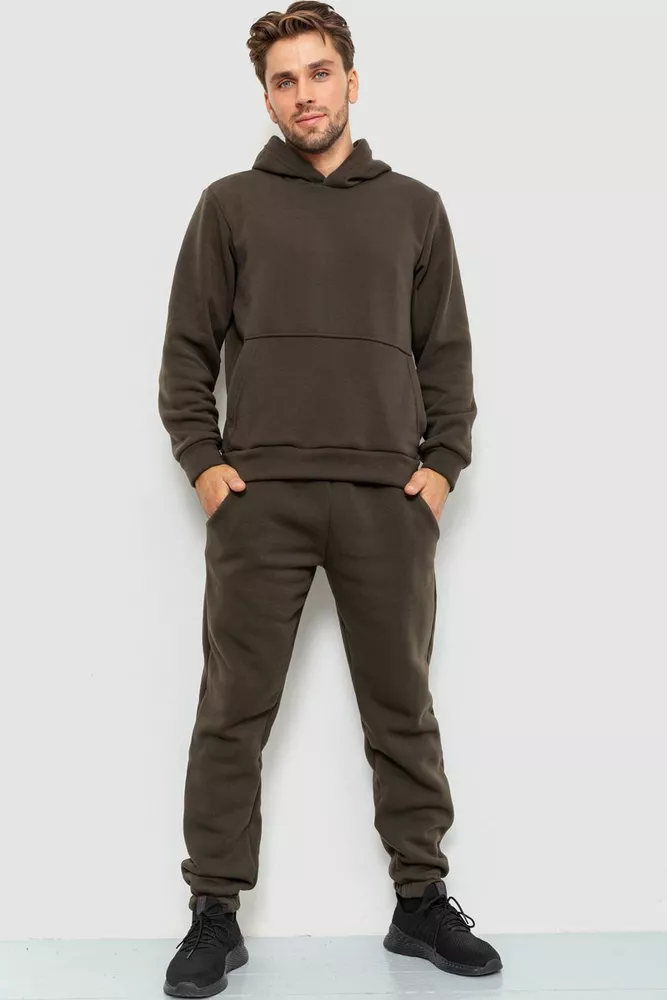 Купити Спорт костюм чоловічий на флісі, колір хакі, 190R235 - Фото №1