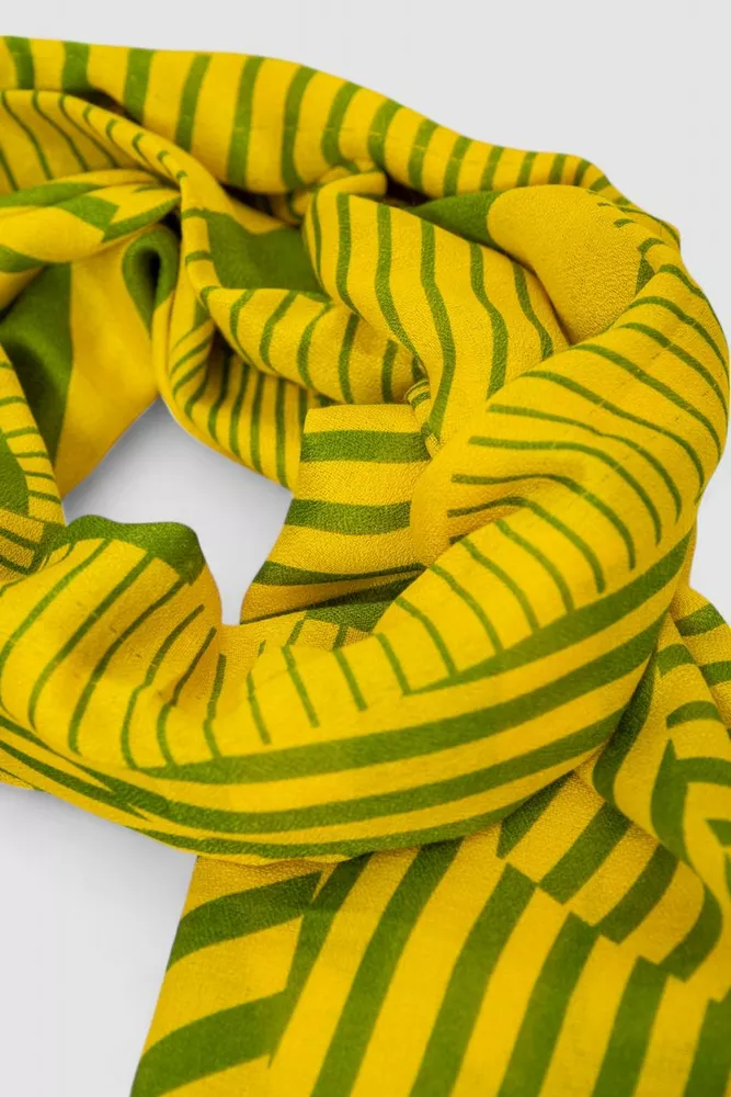 Купити Шарф жіночий двокольоровий  -уцінка, колір жовто-зелений, 186R100-U-3 - Фото №2