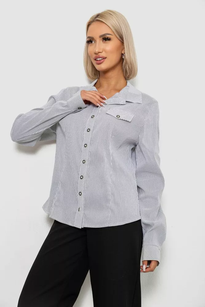 Купити Сорочка класична в смужку, колір сіро-білий, 230R641-1 - Фото №3