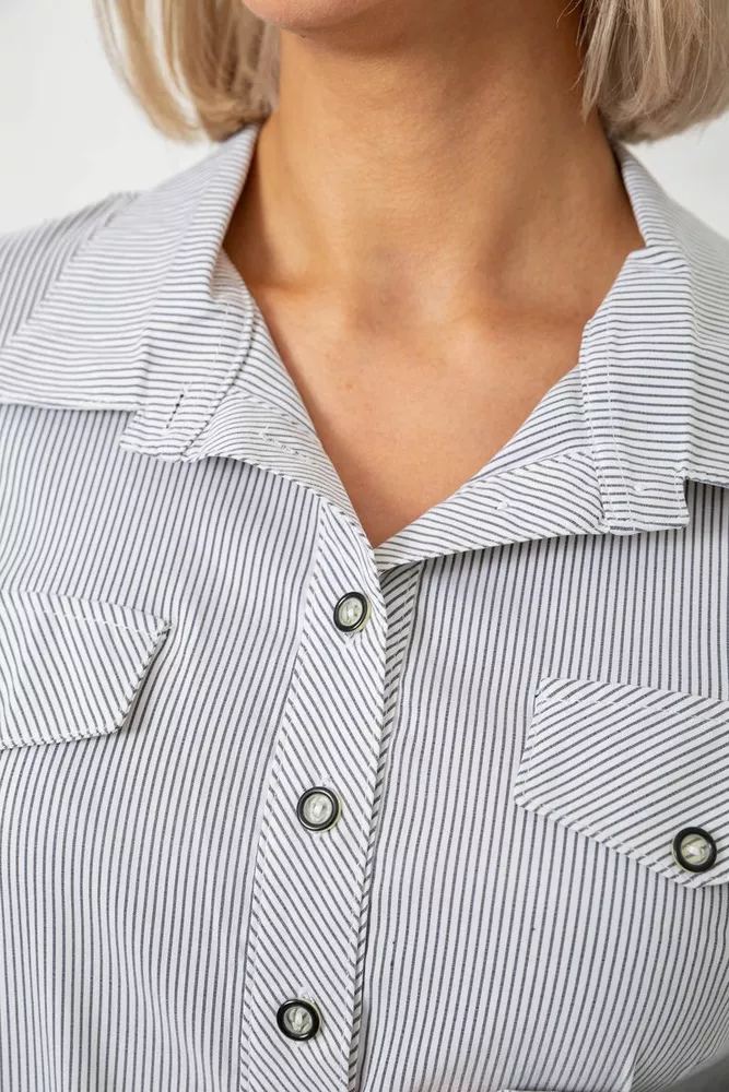 Купити Сорочка класична в смужку, колір сіро-білий, 230R641-1 - Фото №5