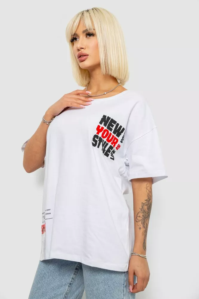 Купить Футболка женская с принтом, цвет белый, 244R2408-5 - Фото №3