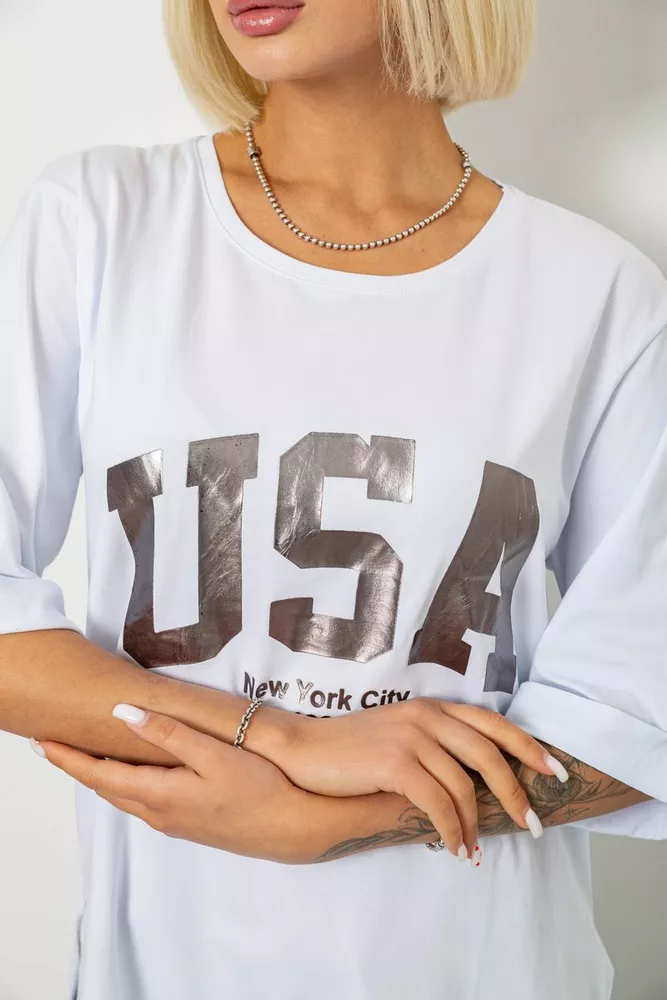 Купить Футболка женская с принтом  -уценка, цвет белый, 244R2022-5-U-10 - Фото №5