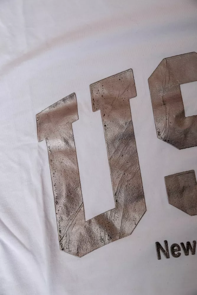 Купить Футболка женская с принтом  -уценка, цвет белый, 244R2022-5-U-10 - Фото №6